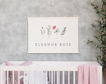 Personalized Girl Name | Fabric Wall Hanging | Personalized Baby Gift | Nursery Decor | Nursery Wall Art | Eleanor Rose