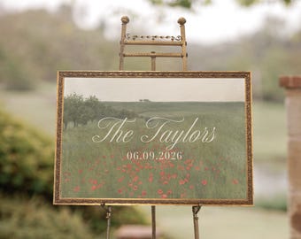 Custom Wedding Sign | Vintage Landscape Canvas Print | Personalized Wedding Gift for Couple | N155