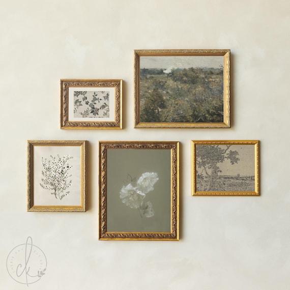 Gallery Wall Frame Set | Vintage Botanical and Landscape Wall Art | G41