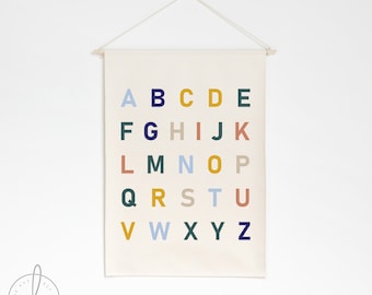 ABC Sign | Alphabet Sign | Dowel Rod Canvas | Fabric Wall Hanging | Home School Decor | Kids Room Decor | Classroom Decor