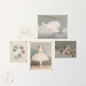 Vintage Nursery Art Collection | Framed or Unframed Gallery Wall Art | Ballerina, Clouds, and Floral Prints | Elegant Decor for Nursery | G4 image 2