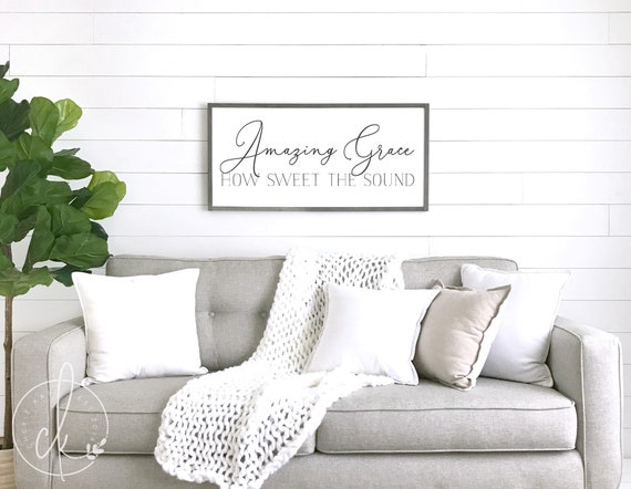 Home Wall Decor Amazing Grace Sign Amazing Grace Wall Art Etsy