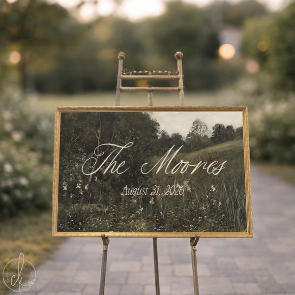 Personalized Vintage Wedding Welcome Sign | Gold Frame | N207