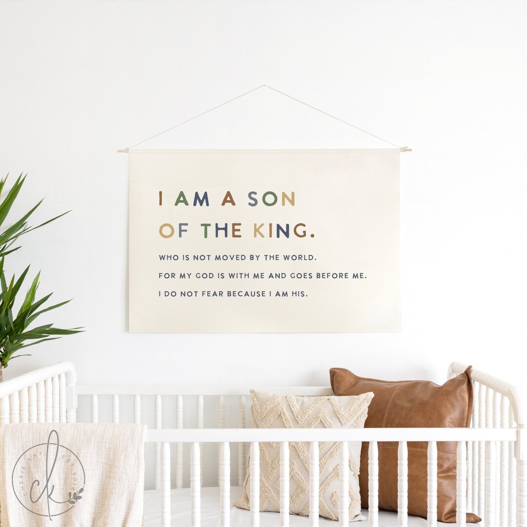 I Am A Son Of The King | Nursery Wall Art | Fabric Wall Hanging | Christian Nursery Decor | Kids Room Decor | Canvas Art | Christian Art