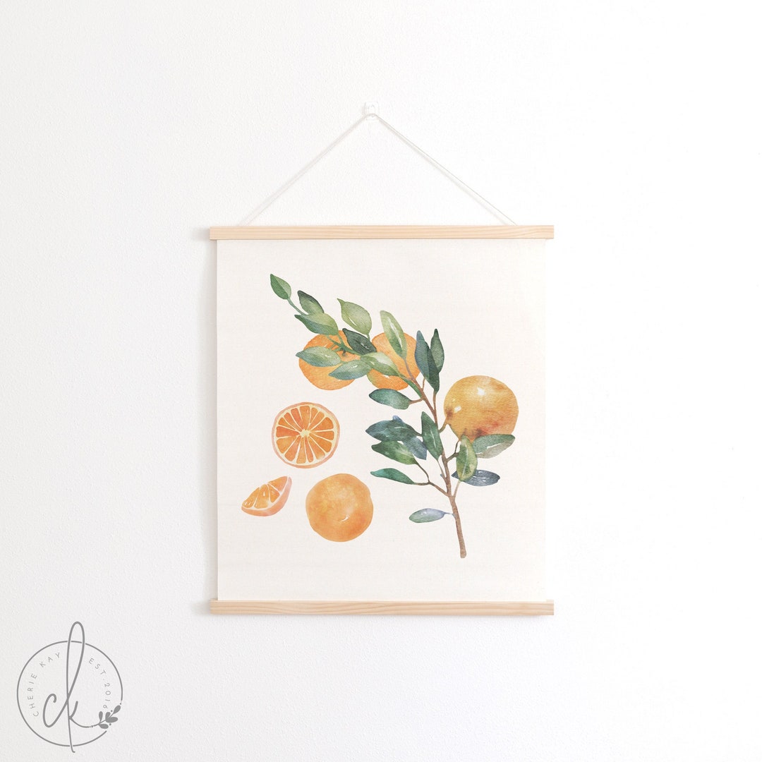 Oranges Wall Art Canvas Wall Art Kitchen Wall Decor Watercolor Art Kitchen Wall Art Citrus Fruit