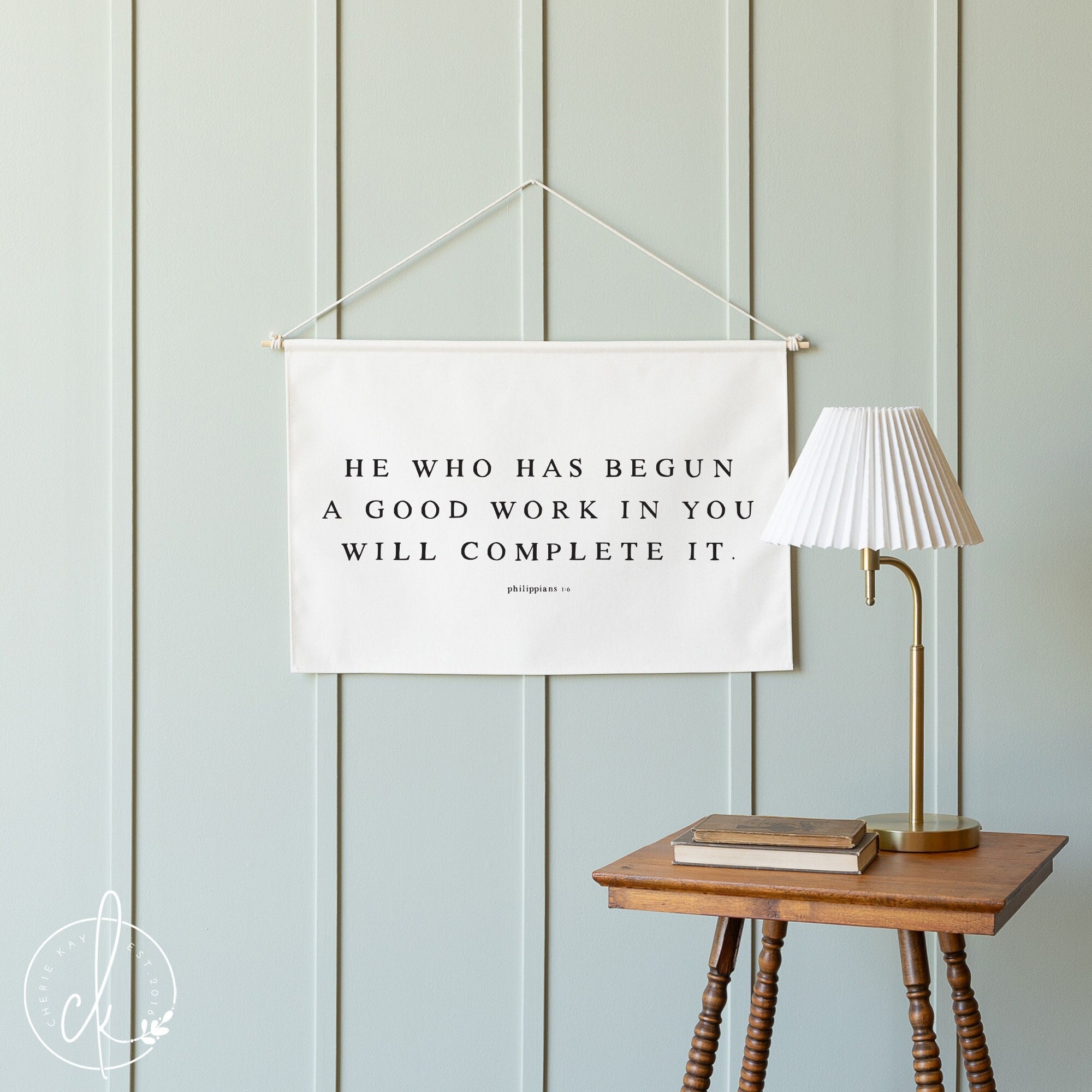 He Who Has Begun A Good Work In You Will Complete It | Hanging Canvas | Scripture Wall Art | Bible Verse Art | Philippians 1:6