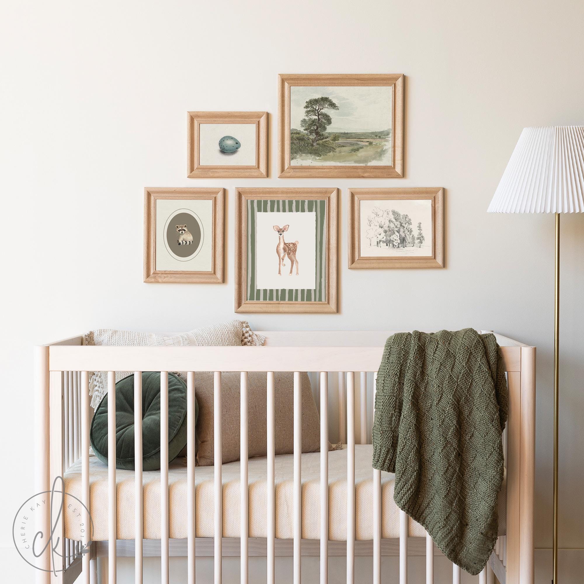 Rustic Woodland Nursery Wall Art Gallery Set | Baby Animal Prints & Nature-Themed Artwork for Baby Boy or Girl Room Decor | G31