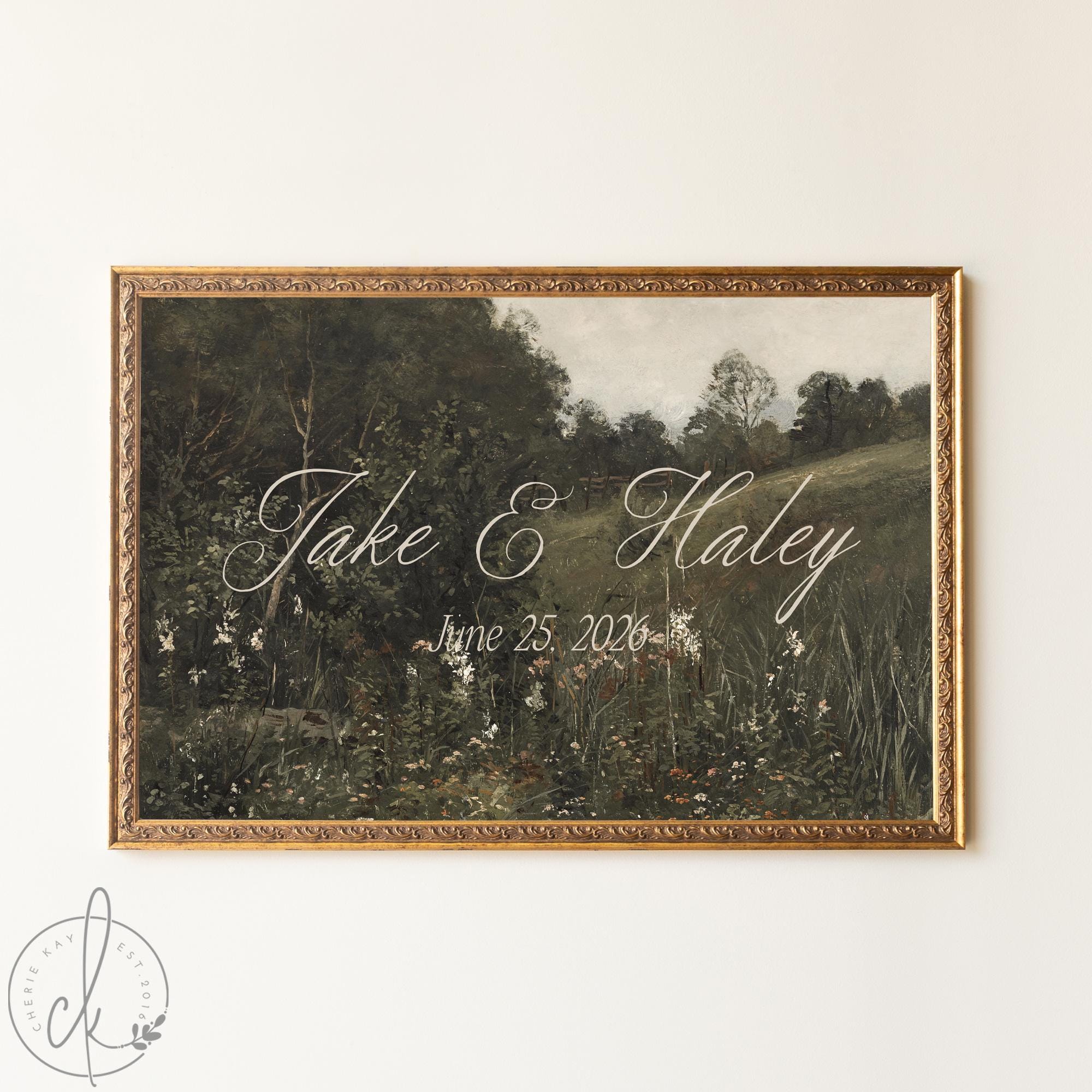 Personalized Vintage Wedding Welcome Sign | Gold Frame | N207 - Etsy
