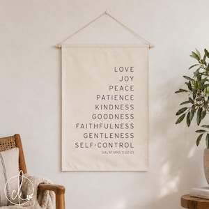 Love Joy Peace | Dowel Rod Canvas | Galatians 5:22-23 | Bible Verse Wall Art | Christian Wall Decor | Living Room Decor | Wall Hanging
