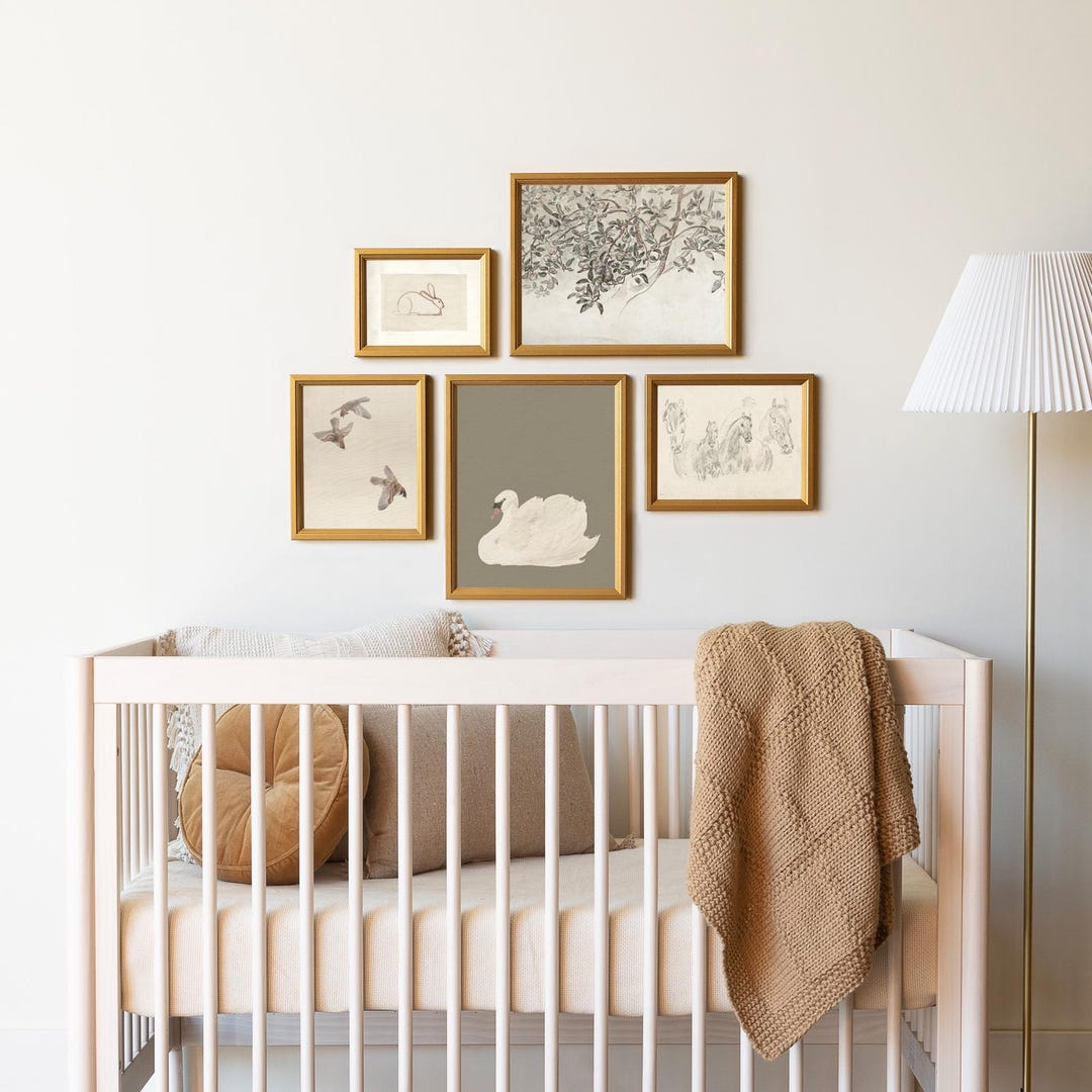 Elegant Nursery Gallery Wall Art | Animal Prints for Baby Room | Swan ...