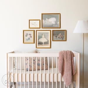 Vintage Nursery Art Collection | Framed or Unframed Gallery Wall Art | Ballerina, Clouds, and Floral Prints | Elegant Decor for Nursery | G4 image 5