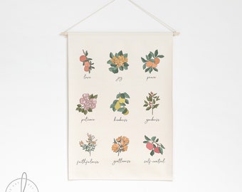 Fruit Of The Spirit | Dowel Rod Canvas | Botanical Art | Christian Wall Decor | Bible Verse Wall Art | Galatians 5