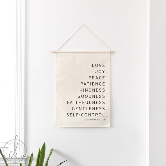 Love Joy Peace | Dowel Rod Canvas | Galatians 5:22-23 | Bible Verse Wall Art | Christian Wall Decor | Living Room Decor | Wall Hanging