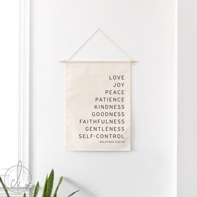 Love Joy Peace | Dowel Rod Canvas | Galatians 5:22-23 | Bible Verse Wall Art | Christian Wall Decor | Living Room Decor | Wall Hanging