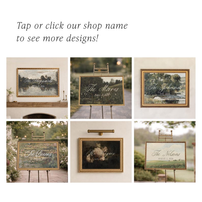 Wedding Last Name Sign | Gold Framed Personalized Wildflower Landscape | N156 image 14