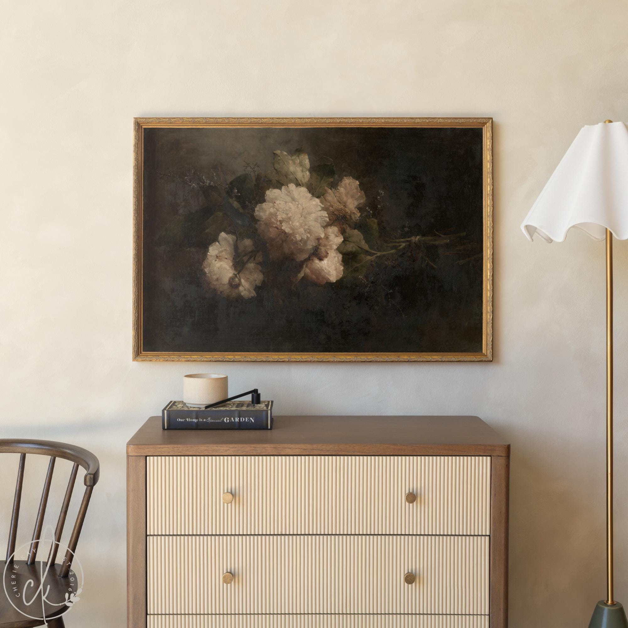 Moody Floral Wall Art | Framed Vintage Flower Painting | N121 - Etsy