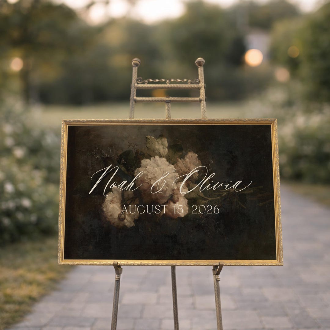 Custom Floral Wedding Welcome Sign | Gold Frame Reception Decor | N233 ...