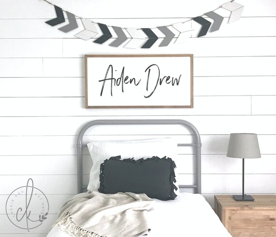 Boy S Name Sign Bedroom Sign Boys Room Decor Wood Framed Sign Wall Decor Kids Room Decor Wall Art