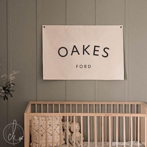 Baby name flag | canvas flag | nursery name sign | custom name banner | boho nursery decor | D2 26 x 39 inches