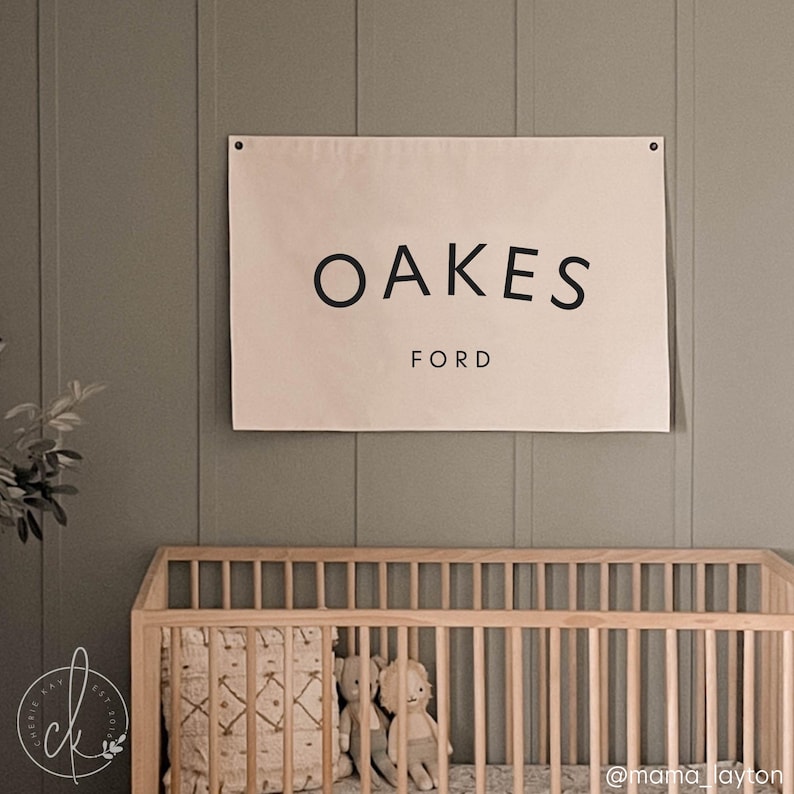 Baby name flag | canvas flag | nursery name sign | custom name banner | boho nursery decor | D2 26 x 39 inches
