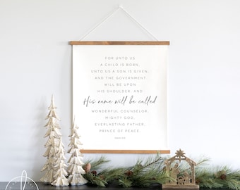 For Unto Us A Child Is Born | Wall Hanging | Christian Christmas Decor | Holiday Decor | Christmas Scripture Wall Art | Isaiah 9:6