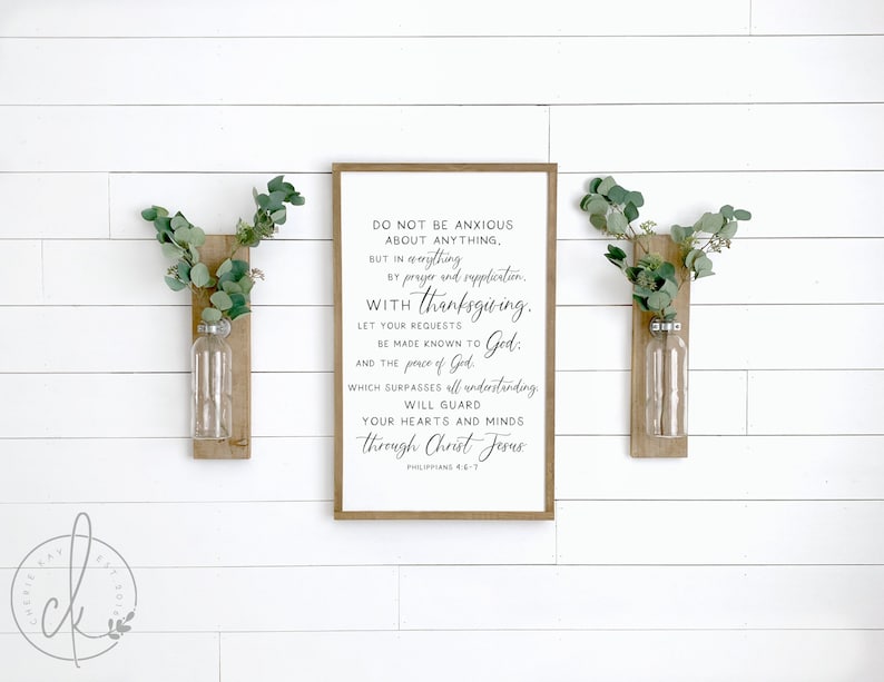 home decor sign Bible verse signs for home do not be anxious sign living room wall decor scripture wood signs home wall decor