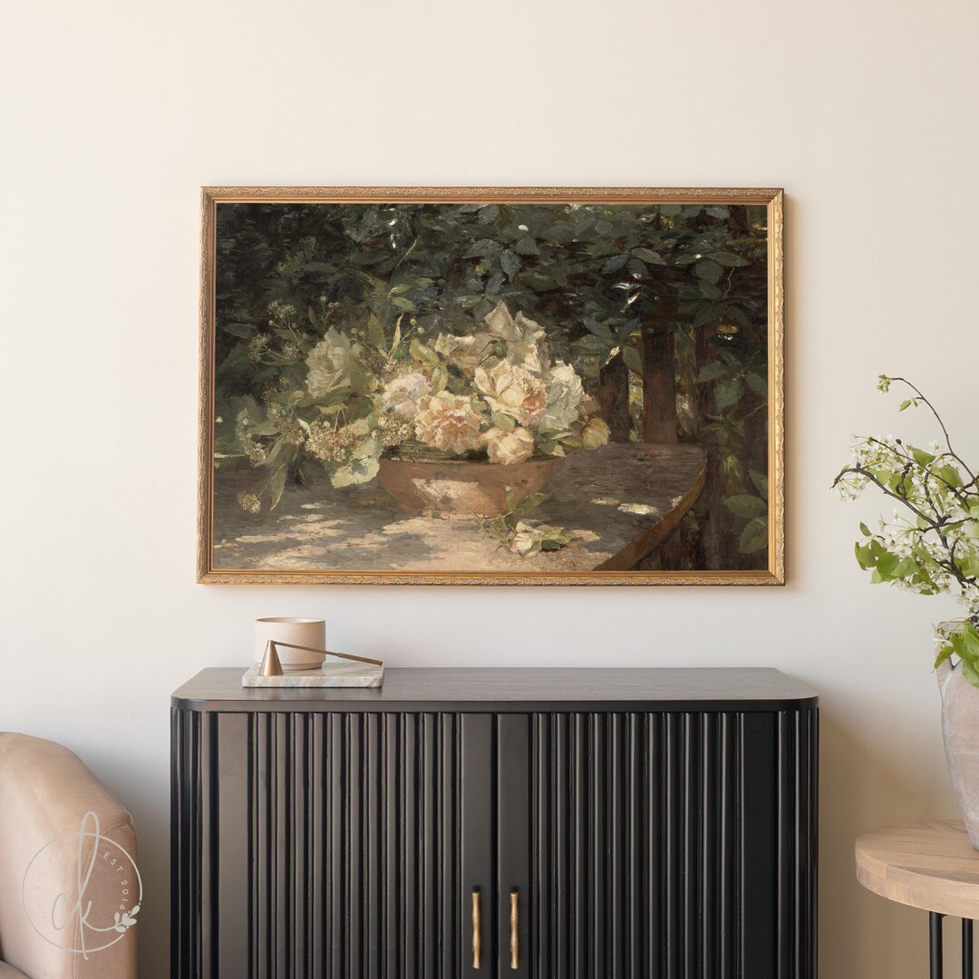 Antique Botanical Art | Framed Floral Still Life | Vintage Flower Wall ...