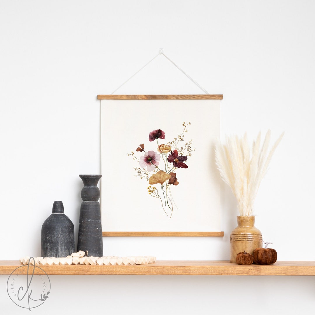 Autumn Wildflower Bouquet Fabric Wall Hanging Living Room Etsy
