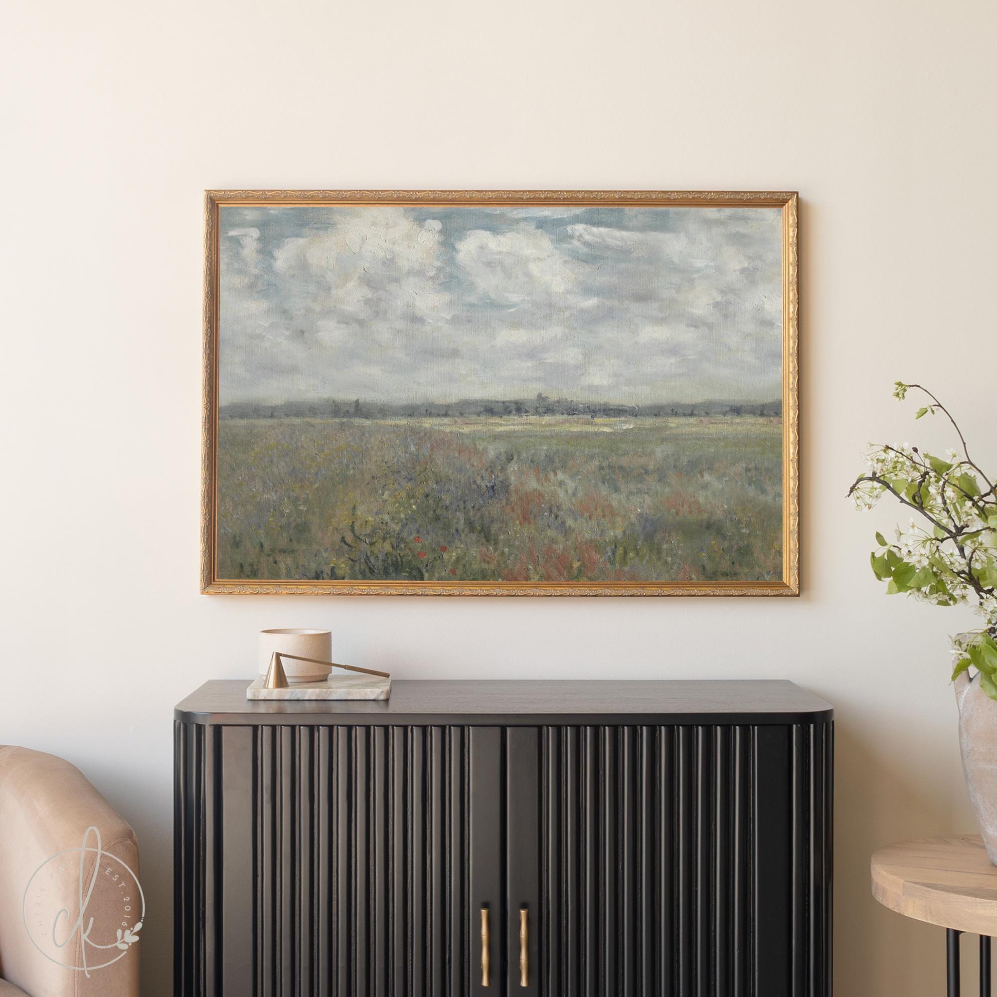 Wildflower Field Wall Art | Framed Landscape Painting | Large Nature ...