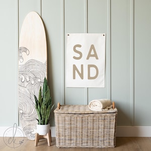 Modern Coastal Sand Beach Sign | Minimalist Beach Wall Art | Neutral Coastal Decor | Boho Surf Room Sign | Beach House Decor | 57