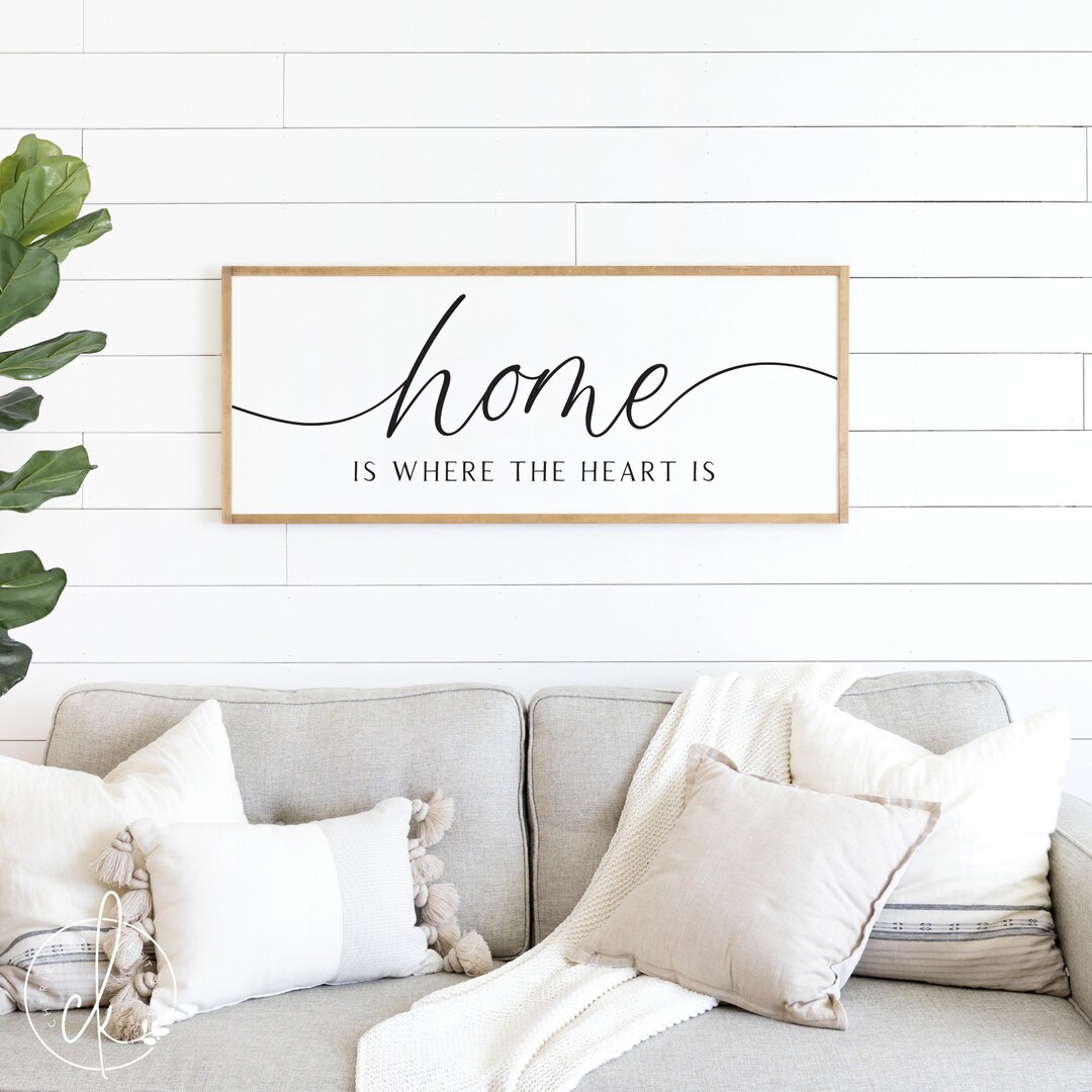 Home is Where the Heart is Sign Family Room Sign Wood Signs Home Sign