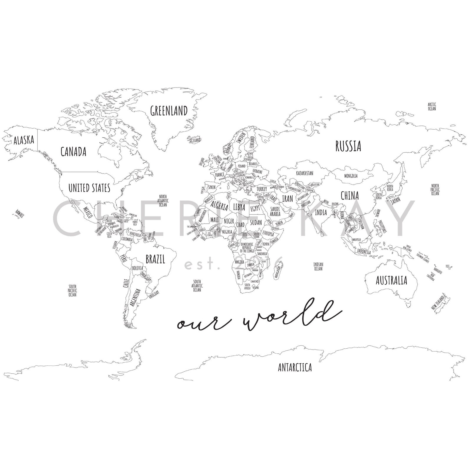 World Map Wall Decor Travel Decor Homeschool Decor Etsy