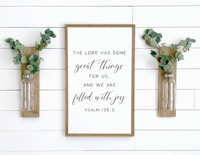living room wall decor the Lord has done great things sign home decor sign Bible verse signs for home wood signs scripture sign