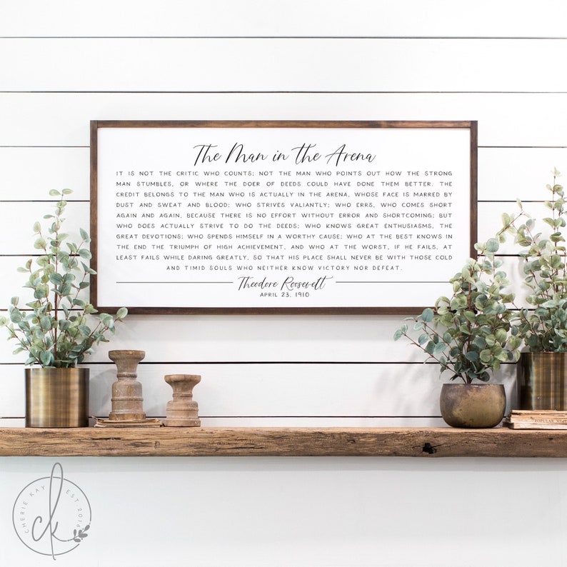 The Man in the Arena sign | home decor sign | office wall decor | motivational signs | office signs