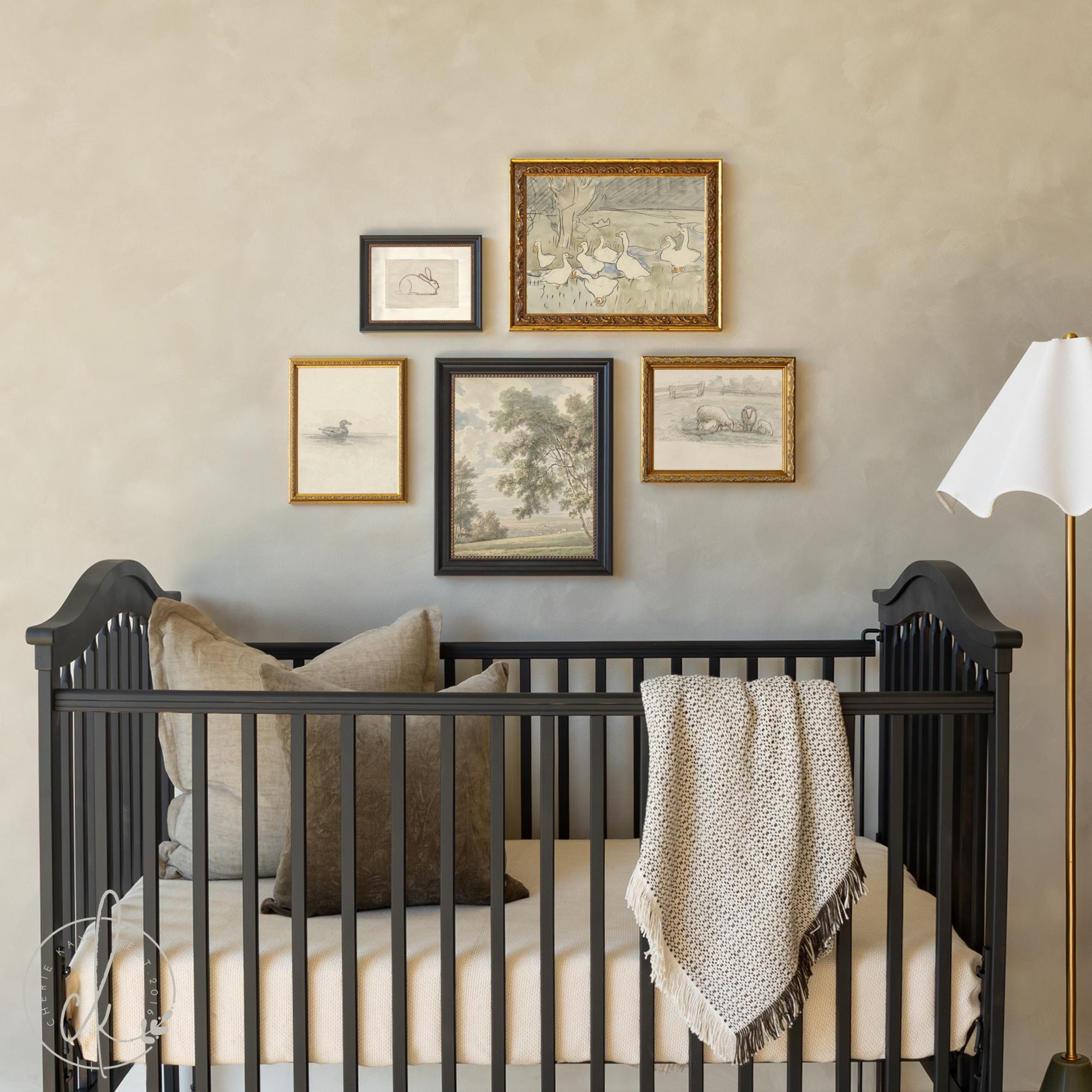 Animal Nursery Wall Art | Vintage Gallery Wall Set | Framed Animal ...