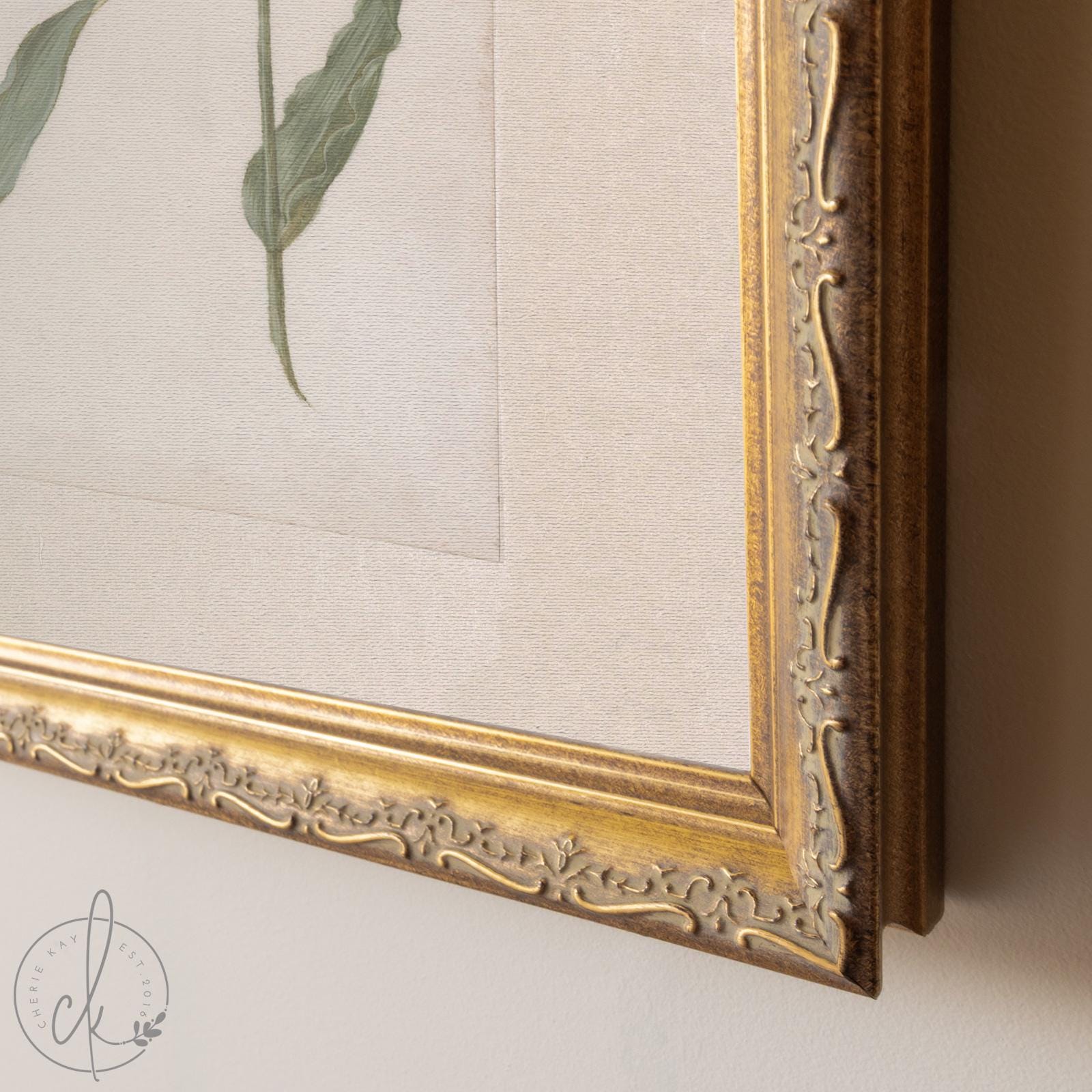 Vintage Botanical Print | Framed Tulip Canvas Art | Antique Gold Floral ...
