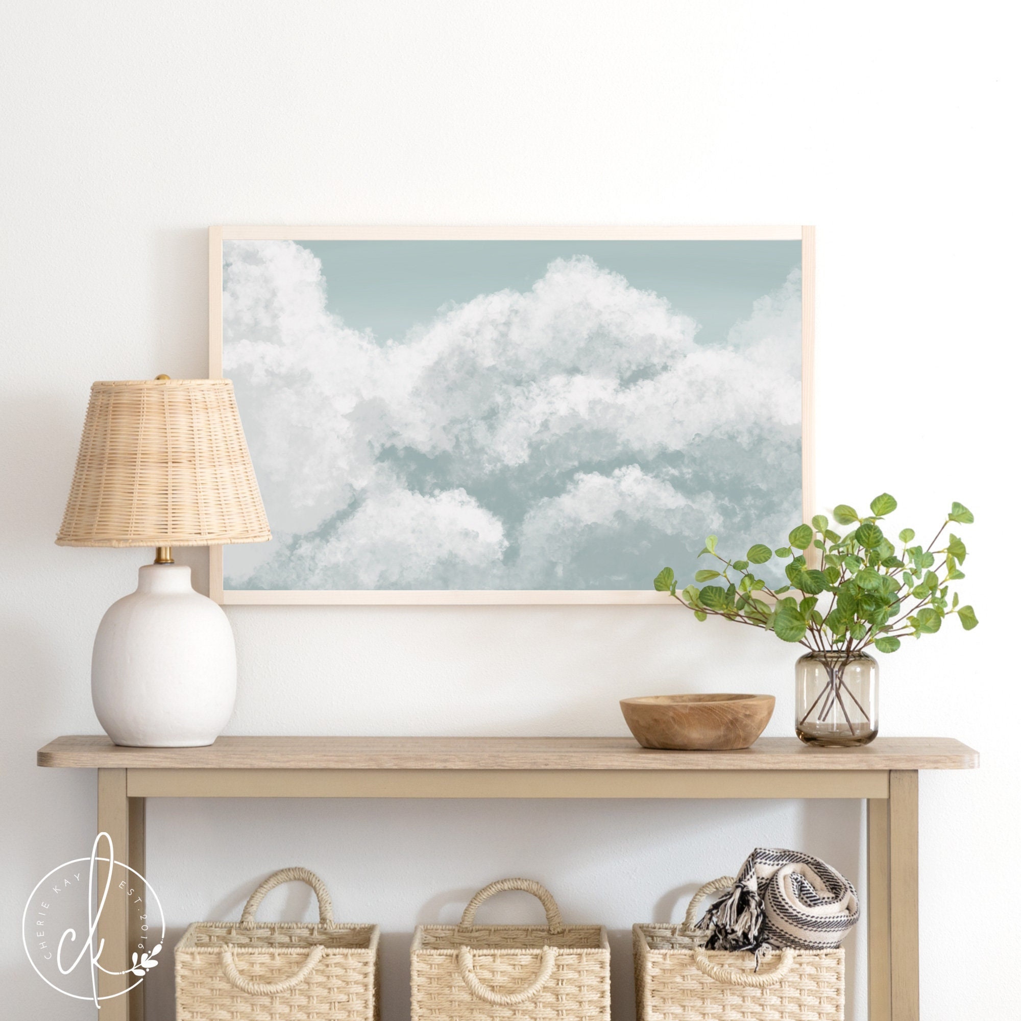 Clouds Wall Art Blue Sky and Clouds Wall Decor Framed Wall Etsy