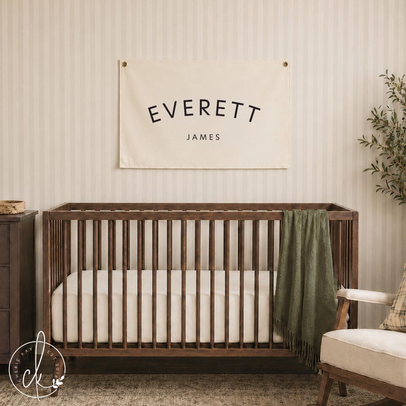 Baby name flag | canvas flag | nursery name sign | custom name banner | boho nursery decor | custom baby name flag
