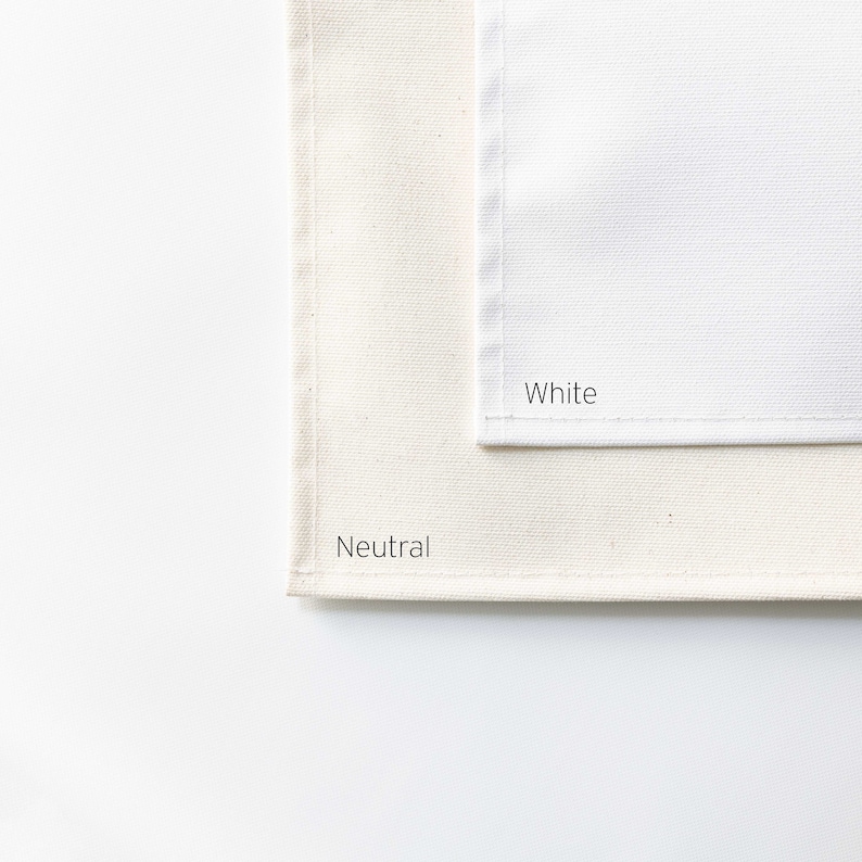 May include: Two fabric swatches, one neutral and one white, are displayed against a white background. The word "Neutral" is printed on the neutral swatch, and "White" is printed on the white swatch.