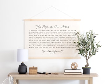 The Man In The Arena | Canvas Art | Wall Hanging | Office Decor | Quotes About Life | Theodore Roosevelt Quote