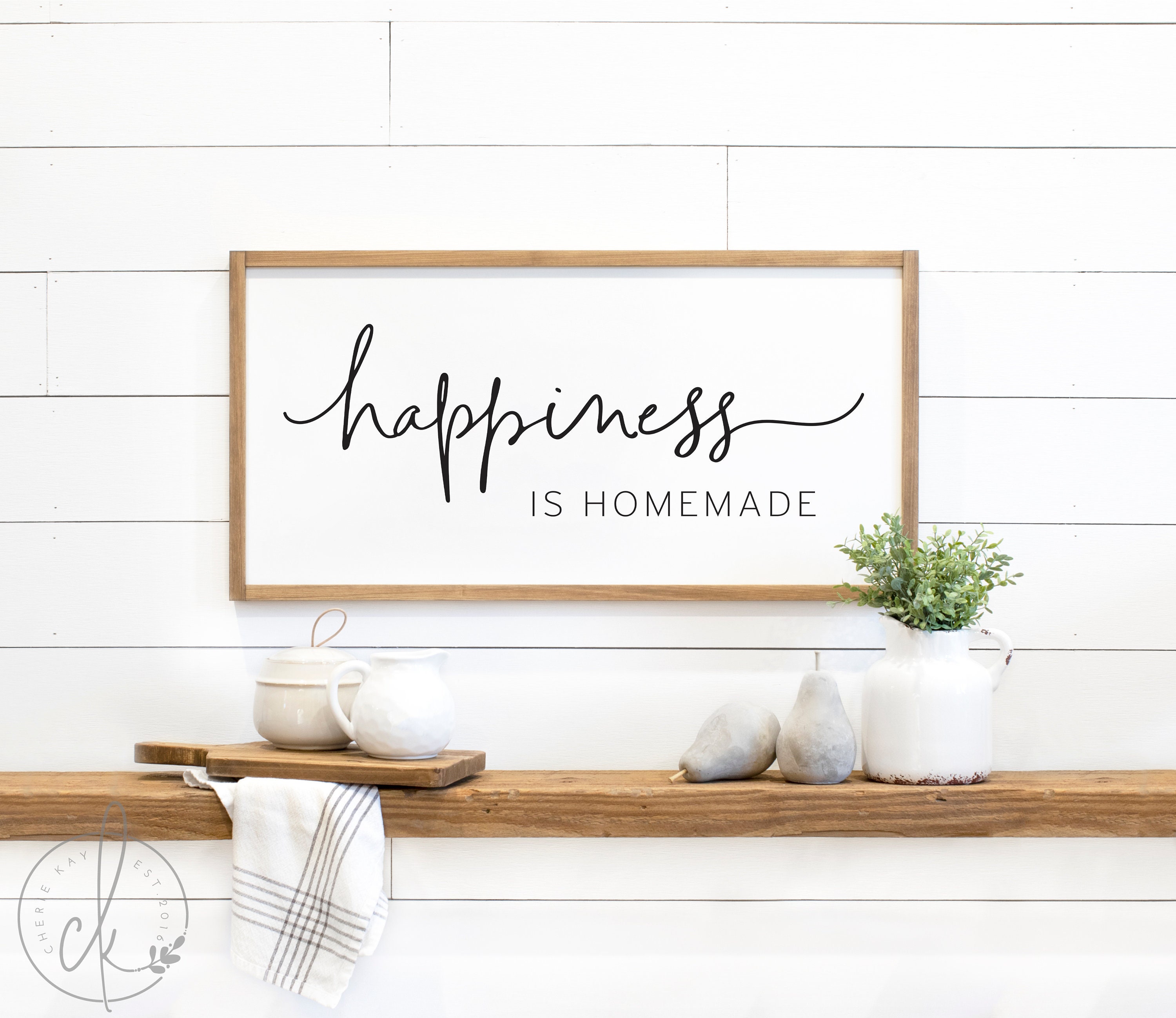 Happiness Is Homemade Hanging Rustic Kitchen Decor Hanging Kitchen Wall Decor White Kitchen Decor Farmhouse Sign Framed Home Living Home Decor Kromasol Com