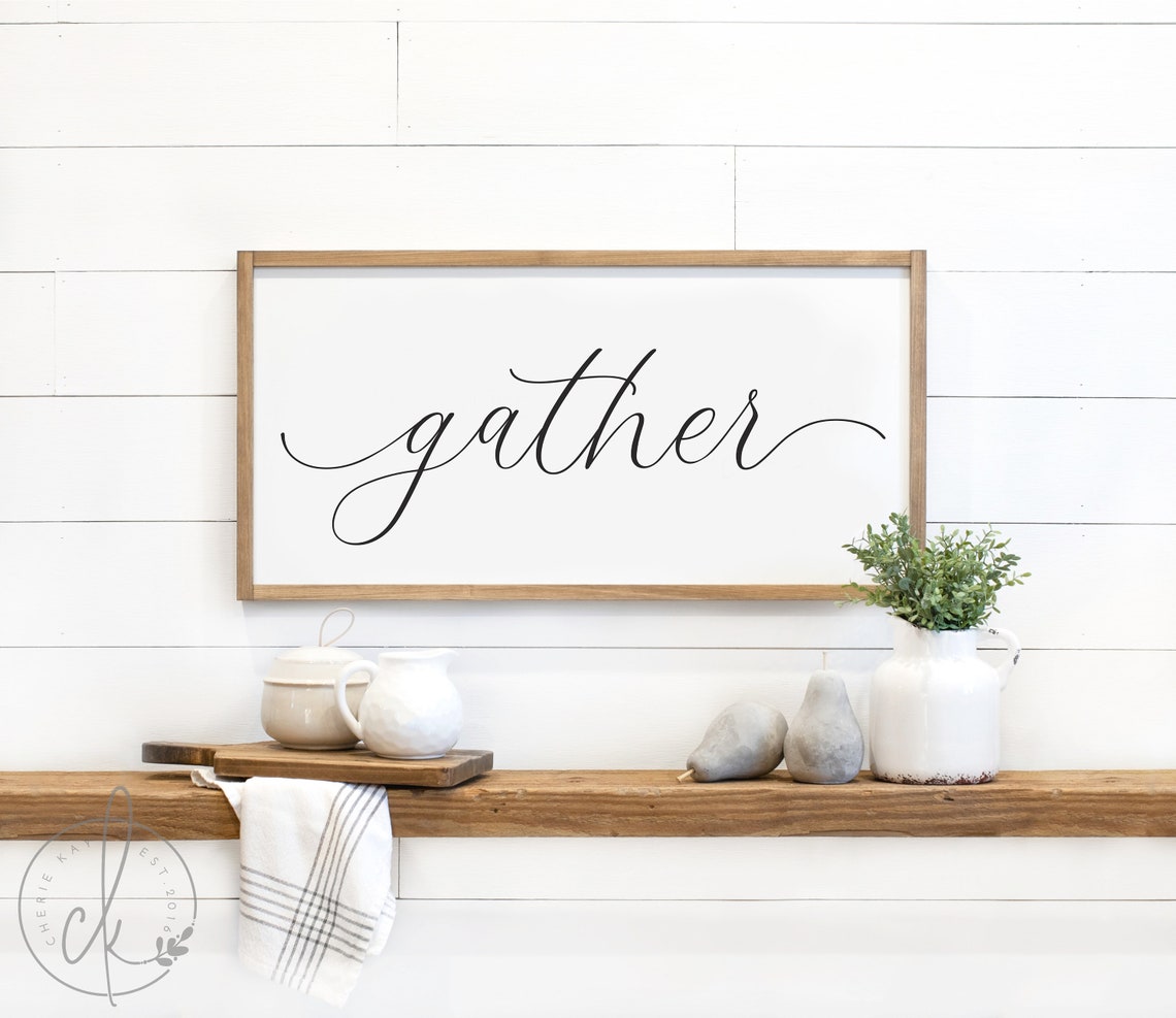 Gather sign dining room sign large gather sign dining Etsy
