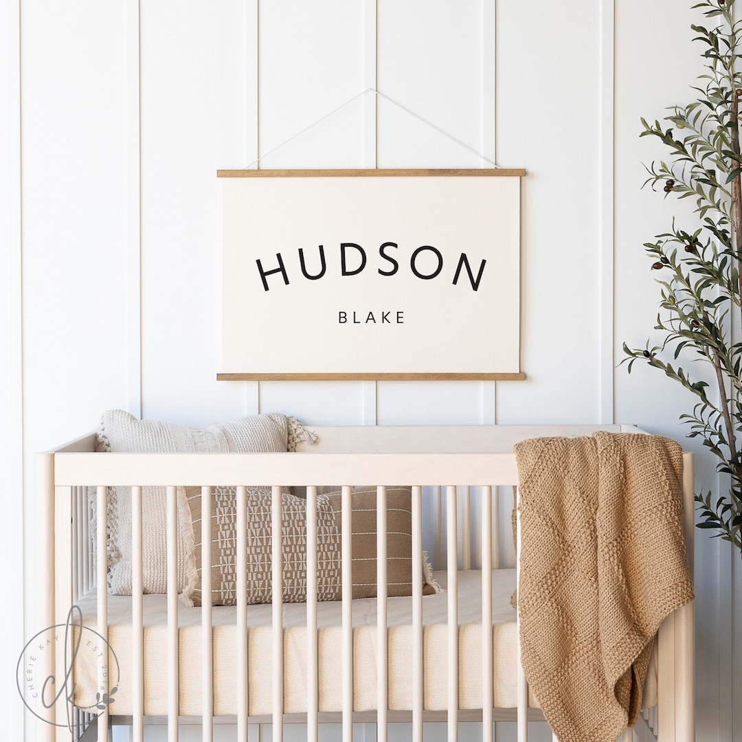 Custom Baby Name Wall Hanging Canvas Art Personalized Baby Gift Nursery