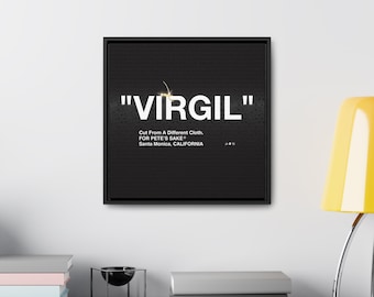 The "VIRGIL" Framed Canvas Art Print – Minimalist Typography Wall Art – Modern Home Decor for Living Room or Office