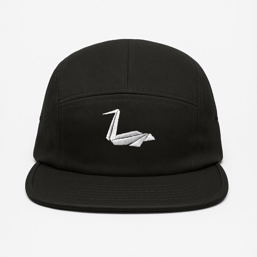 新品未使用 Cph 575 LINEN CANVAS CASQUETTE M/L Origami Pelican Embroidered Black 5-panel Hat – Minimalist