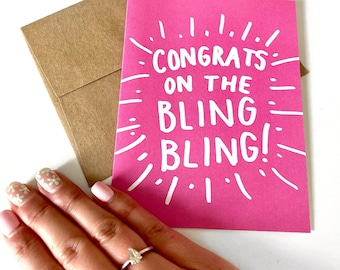 Congrats on the Bling Bling Card - Engagement Card - Love Card - Wedding Card