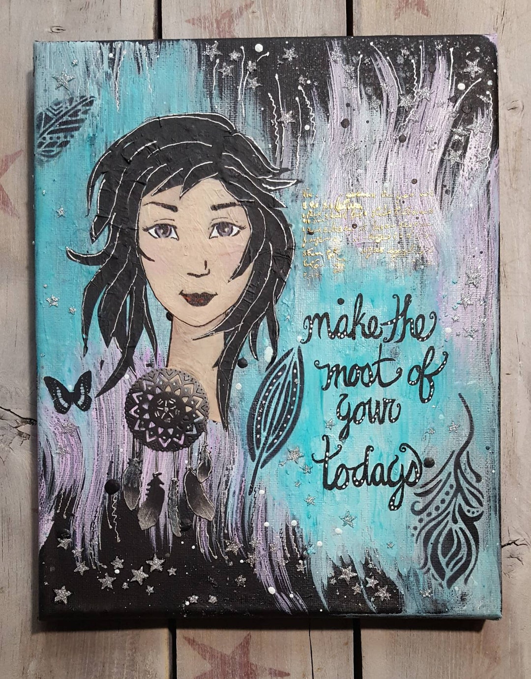 Mixed Media Girl Inspirational Collage Art small Art Canvas Etsy