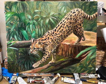 Ocelot Print, Original Ocelot Oil Painting, Ocelot Cat, Ocelot Wall Art Print, Exotic Cat Poster, Jungle Cat