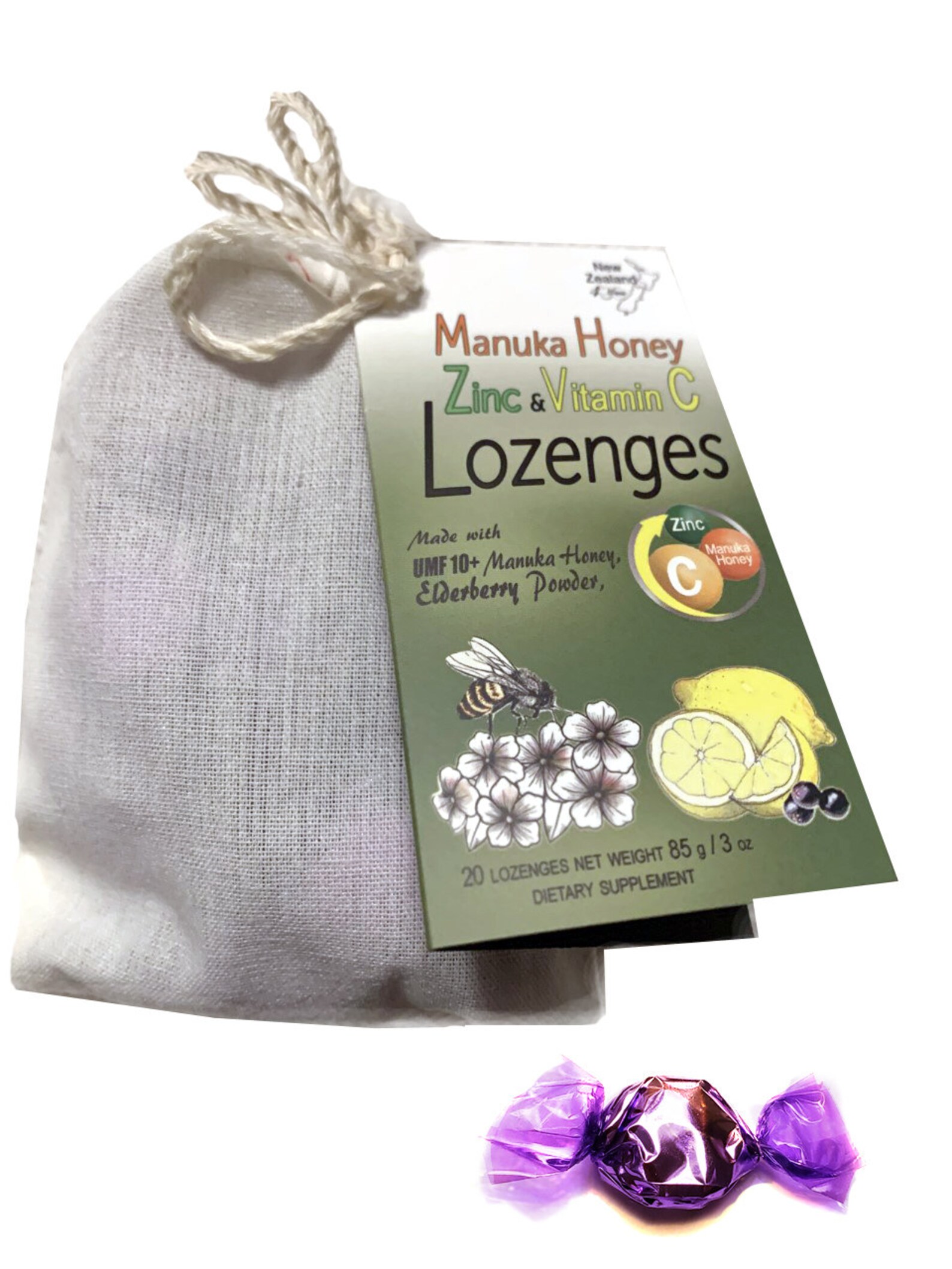 Zinc, Vitamin C and Manuka Honey Sore Throat and Cough Drops 100