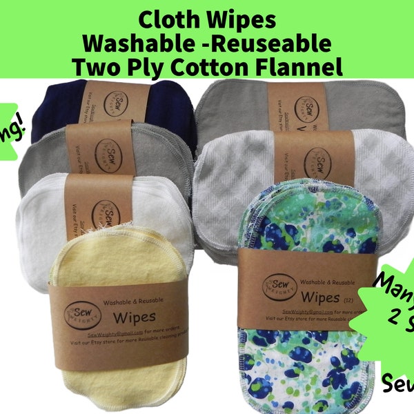 Reusable Washable Cloth Wipes / 12 count / Baby Wipe / Flannel Bidet Cloth / Unpaper Wipes / Washable Toilet Wipes /Reusable Toilet Paper